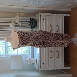 Bardot‎ Womens Leopard Print Silky Slip Midi Dress Cowl Neck Full Lining Size 4
